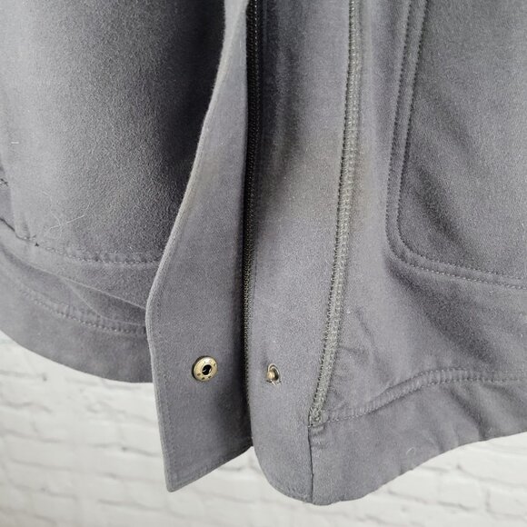 Eddie Bauer Grey Sherpa Lined Hooded Fur Trim Full Zip Jacket Size Medium M - Picture 10 of 16